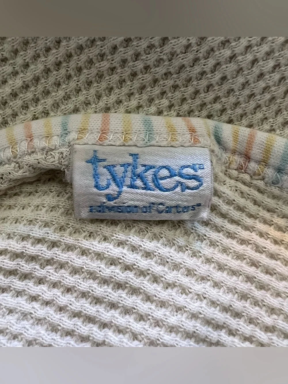 Vintage Tykes by Carter's Yellow Thermal Duck Patch Stripe Trim Baby Blanket